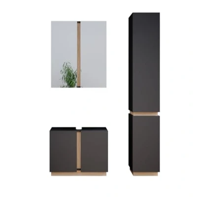 Abbildung von Vicco Badmöbel Set Gloria, Anthrazit/Sonoma, 3 Teile, mit Hochschrank, (3 St., er Set)