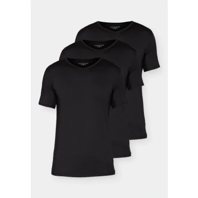 Abbildung von Tommy Hilfiger Herren 3er Pack T Shirts Kurzarm Stretch V Ausschnitt, Schwarz (Black/Black/Black), S