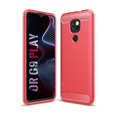 Abbildung von SCL Hülle Für Moto G9 Play Handyhülle Motorola Play, Carbon Faser Gebürstete Textur Design Schutzhülle mit Anti Kratzer und Stoß Absorbtion Technologie [Rot]