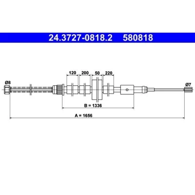 Abbildung von ATE 24.3727 0818.2 Handbremsseil 1656 PEUGEOT: 306 Schrägheck, Limousine