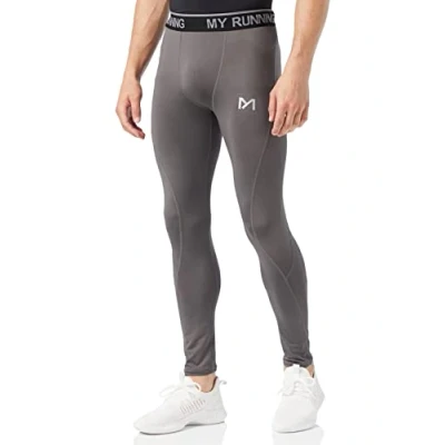 Abbildung von MEETYOO Herren Kompressionshose Sport Leggings, Grau 1, XXL EU