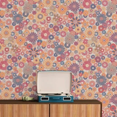 Abbildung von A.S. Création Vliestapete &quot;Retro Chic florale Tapete Mustertapete Retro Blumen&quot;, matt, Vintage für Schlafzimmer Küche Wohnzimmer Floral Design