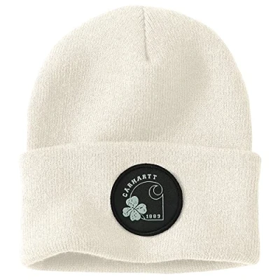 Abbildung von Carhartt Herren Knit Shamrock Patch Beanie Hut, Winter White, Einheitsgröße EU