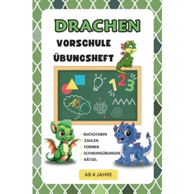 Abbildung von Vorschule Übungshefte ab 4 Drachen: Buchstaben und Zahlen schreiben lernen Schwungübungen, Formen Rätsel