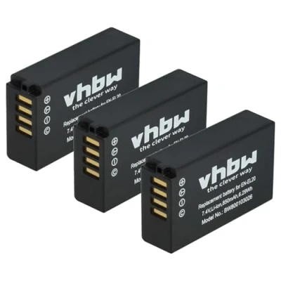 Abbildung von vhbw 3X Akku kompatibel mit Nikon CoolPix A, P1000, P950 Kamera Digicam DSLR (850mAh, 7,4V, Li Ion)