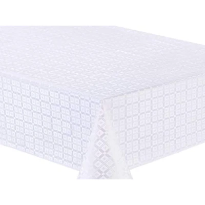 Abbildung von Wachstuch Tischdecke Abwaschbar Eckig geprägt 140 x 180 cm Weiß