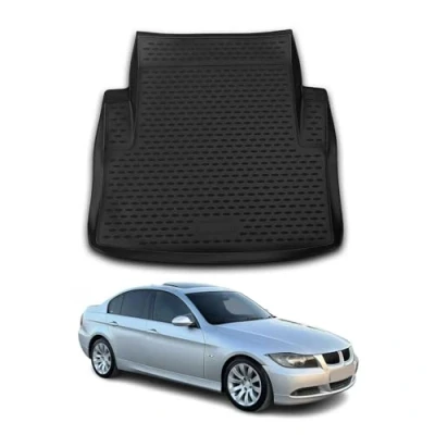 Abbildung von Kofferraummatte Kofferraumwanne kompatibel mit BMW 3er E90 Limo 2004 2011 Gummi TPE