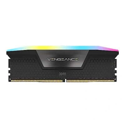 Abbildung von CORSAIR Vengeance RGB DDR5 RAM 16GB (1x16GB) 5200MHz CL40 Intel XMP iCUE Kompatibler Computerspeicher Schwarz (CMH16GX5M1B5200C40)
