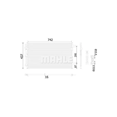 Abbildung von MAHLE ORIGINAL AC 907 000S Klimakondensator ohne Trockner 742 CHRYSLER: Voyager 4, Grand IV