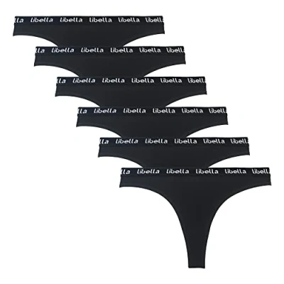 Abbildung von Libella Baumwolle Tanga Damen,6er Pack Damen String Set, Sexy Dessous Schwarz Thongs 3207BL M