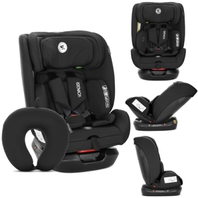 Abbildung von Lorelli Auto Kindersitz Voyager, Mitwachsender Autositz i Size 40 150cm Gruppe 0+/1/2/3 (0 36 kg), Babysitz ab Geburt, 5 Punkt Gurt, Einstellbare Kopfstütze (Schwarz)