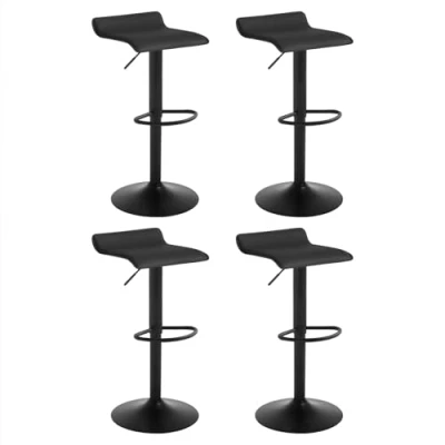 Abbildung von WOLTU 4er Set Barhocker Design Stuhl Drehstuhl Tresenstuhl，stufenlose Höhenverstellung, verchromter Stahl Kunstleder, Schwarz+schwarz, BH159sz 4