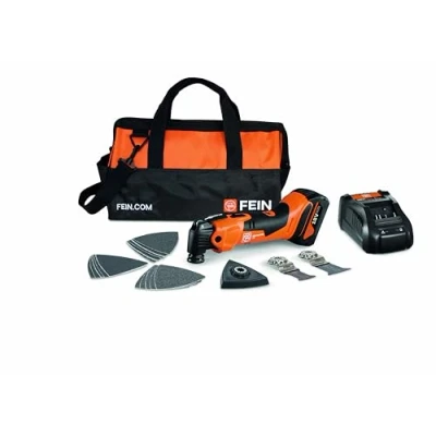 Abbildung von FEIN Multimaster AMM 500 Plus 4.0 Ah Nylon BAG EDITION, Set Mit 18 Zubehören. Kompatibel AMPShare oder Bosch Professional 18V Akkus, 18v/4Ah Akku und Schnellladegerät. In Tasche