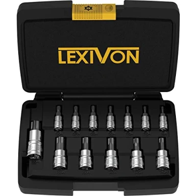 Abbildung von LEXIVON torx bit Steckschlüsselsatz 13 teiliges Tamper Resistant T8H T60H set, fur Drehmomentschlüssel, Bohrer, und schrauben, passend bosch, makita, milwaukee andere marke (LX 146)