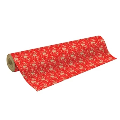 Abbildung von Clairefontaine 223814C Rolle Geschenkpapier (50 x 0,70m, 70g/qm Recycling Kraftpapier, ideal für große Geschenke) 1 Stück rot/weiß