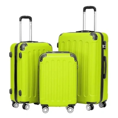 Abbildung von BEIBYE Hartschalen Koffer Trolley Rollkoffer Reisekoffer Handgepäck 4 Rollen (M L XL Set) (Gruen,