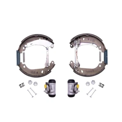 Abbildung von HELLA Shoe Kit Pro 8DB 355 003 811 Bremsensatz, Trommelbremse mit Radbremszylinder, Stellelement RENAULT: 19 I Schrägheck, II Schrägheck