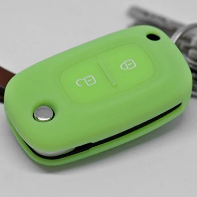 Abbildung von Soft Case Schutz Hülle Auto Schlüssel für Renault Kangoo Smart Forfour Clio Mercedes Benz Citan Klappschlüssel Remote/Farbe: Fluoreszierend Grün (leuchtet im Dunkeln!)