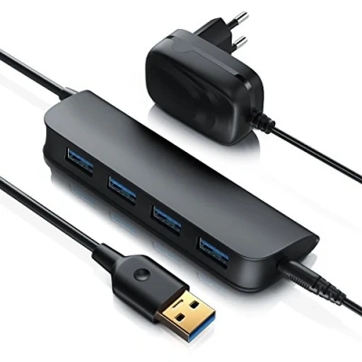 Abbildung von CSL aktiver USB Hub 3.2 Gen1 mit Netzteil 4 Port Datenhub kompatibel PC Notebook Laptop Apple MacBook Air Pro Mini iMac MacPro Tablet