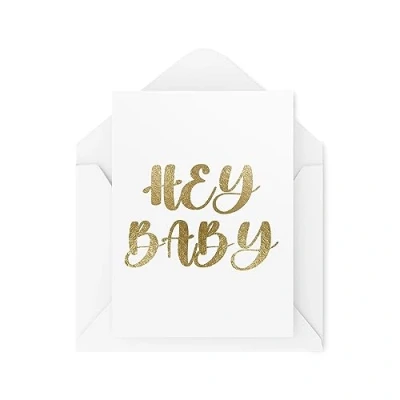 Abbildung von Tongue in Peach CBH1816 Glückwunschkarten zur Geburt Hey Baby Schwangerschaftskarten Welcome to the World Karte Neue Mama und Papa