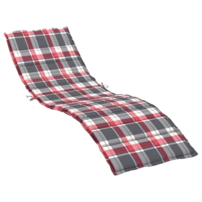 Abbildung von vidaXL Sonnenliege Auflage, Liegenauflage Outdoor, Polster Auflage für Gartenliege Liegestuhl, Polsterauflage, Rot Karomuster 200x70x3cm Oxford Gewebe