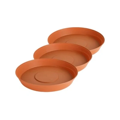 Abbildung von Garronda Untersetzer Blumentopf aus Kunststoff 1 Stück oder 3er Pack Plastik Pflanztopf Pflanzen rund für Pflanztöpfe Set GD 0023 (3 Terracotta, ⌀ 34cm H 5cm)