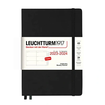 Abbildung von LEUCHTTURM1917 367604 Wochenkalender Medium (A5) 2024, 18 Monate, Black, Englisch