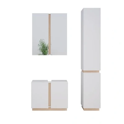 Abbildung von Vicco Badmöbel Set Gloria, Weiß/Sonoma, 3 Teile, mit Hochschrank