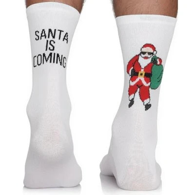 Abbildung von TODO Sport Weihnachtssocken Damen. Lustige Weihnachtssocken. Weiß (Socken Santa is Coming 35 38)