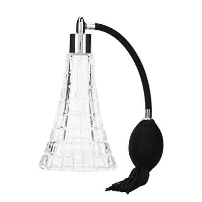 Abbildung von Vintage leere Glas Parfüm Flasche mit Antique Black Bulb Sprayer Mehrweg Glasbehälter langer schwarzer Quaste (75 ml)