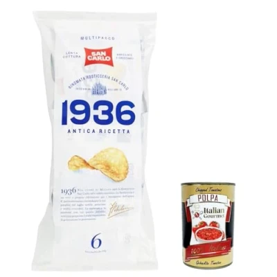 Abbildung von 6x San Carlo 1936 chips Patatine Kartoffelchips gesalzen Multipack (6x 25g) 150g Kartoffel + Italian Gourmet polpa 400g