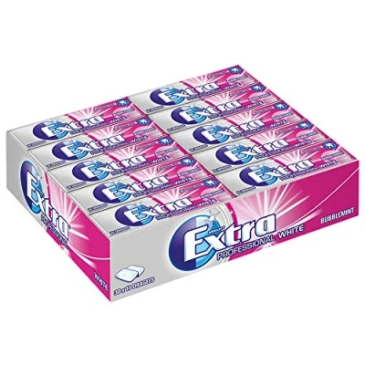 Abbildung von 30 Packungen Wrigley&#039;s Extra Professional White BUBBLEMINT Bubbelmint a 15g Kaugummi x 10 Dragees
