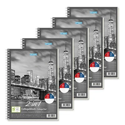 Abbildung von 10x (2x 5er Pack) Duo Collegeblock DIN A4 50 Bl. kariert 30 Bl liniert