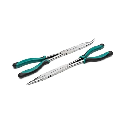 Abbildung von SATA ST70003U, Doppelgelenkzangen Set gerade und 45 gebogen mit extra langem Design für Zugang in engen Räumen, 2 Tlg.