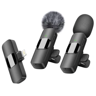 Abbildung von BZXZB Kabelloses Lavalier Mikrofon für iPhone, iPad, professionelles Ansteckmikrofon Videoaufnahmen, Vlog, YouTube, TikTok (winddicht/2 Mic)