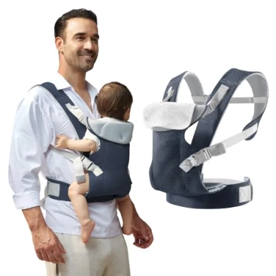Abbildung von IULONEE Babytrage für Neugeborene Ergonomic Tragetaschen Kleinkinder ab Geburt Tragetuch Baby Carrier Vorder Rückseite Tragetasche 3 36 Monate (Marineblau)