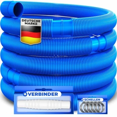 Abbildung von KESSER® Poolschlauch 14m / Ø 38mm Schwimmbadschlauch mit Muffen Solarschlauch für Pool Saugschlauch Pumpenschlauch Flexibler Wasserschlauch inkl. Schlauchschellen &amp; verbindung Blau