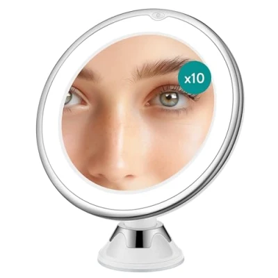 Abbildung von Navaris LED Kosmetikspiegel mit Saugnapf Vergrößerung Vergrößerungsspiegel Licht Für Makeup, Rasieren, Reinigung