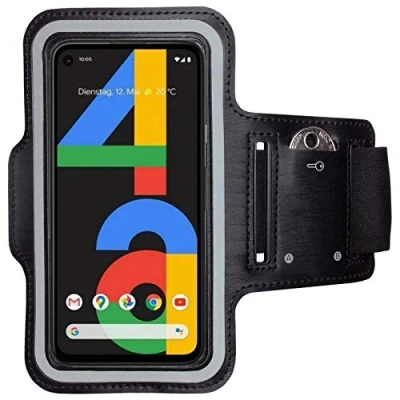 Abbildung von CoverKingz Sportarmband für Google Pixel 4a Armtasche mit Schlüsselfach Oberarm Halterung Sport Laufarmband Handy Armband Schwarz