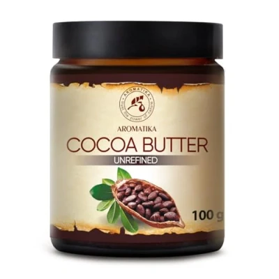 Abbildung von Cocoa Butter 100g Glas Südafrika Kakao Unraffiniert Native Rein &amp; Natürlich Kakaobutter für Lippenpflege Stretch Marks Haare Körperbutter