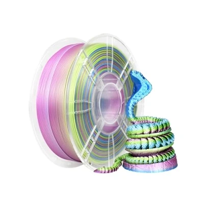 Abbildung von iBOSS Dreifarbiges PLA+ Filament 1.75mm, 3D Drucker PLA PLUS 1,75+/ 0,02 mm,1 kg/Spule,Dreifarbiges Seiden PRO Filament, Hochglänzende Oberfläche, Seide Gelb Lila Blau