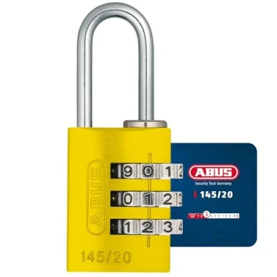 Abbildung von ABUS Zahlenschloss 145/20 Gelb Kofferschloss, Spindschloss u. v. m. Aluminium Vorhängeschloss individuell einstellbarer Zahlencode Sicherheitslevel 3
