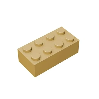 Abbildung von TTEHGB TOY Klassischer Massenziegel 2x4, 100 Stück Baustein Aprikosen Gelb, Kompatibel mit Alle Großen Marken, MOC Enthusiasten Farben: Gelb