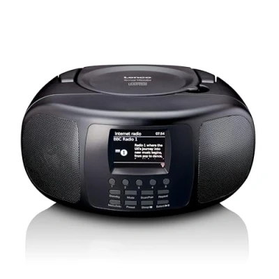 Abbildung von Lenco SCD 6000BK Tragbares Internetradio mit DAB+/FM, Bluetooth, CD Player und 2,4 Zoll TFT LCD Farbdisplay, Dualband WLAN, Stereo Sound schwarz