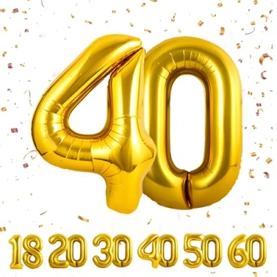 Abbildung von 40 Geburtstag Deko zahlen luftballon jahre Folienballon Gold für 40. Geburtstagsdeko Männer Frauen Ballon Zahl zum fliegt mit Helium 40.Geburtstagsparty 40&quot; 101cm