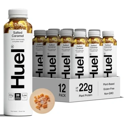 Abbildung von Huel Ready to drink Trinkmahlzeit Salted Caramel Karamell Plant based Glutenfrei Nachhaltig Ohne Gentechnick 22 g Protein pro Flasche (12x 500 ml Flaschen)