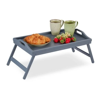Abbildung von relaxdays Tabletttisch Bambus Betttablett grau