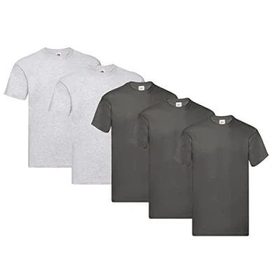 Abbildung von Fruit of the Loom Herren Original T. T Shirt, 3Graphit 2Grau, XXL (5er Pack) + 1HL Kauf Notizblock