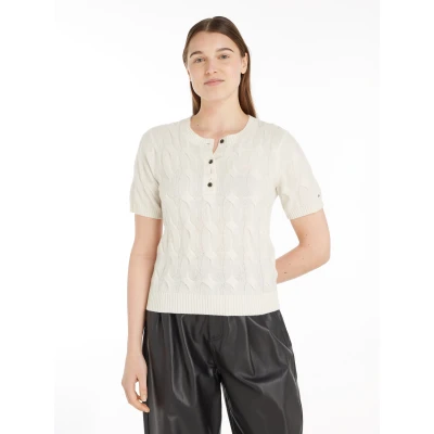 Abbildung von Tommy Hilfiger SOFT Strickpullover, Damen, Größe: XS, Ivory petal