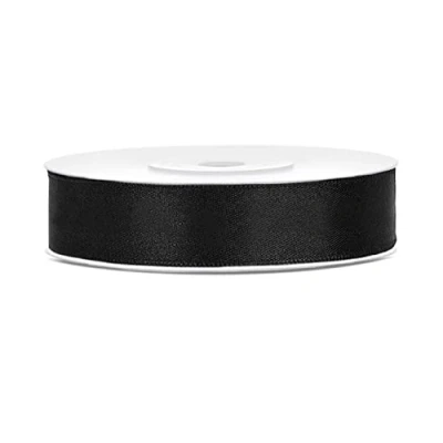 Abbildung von 25m Satinband Satin Geschenkband schwarz 12mm breit